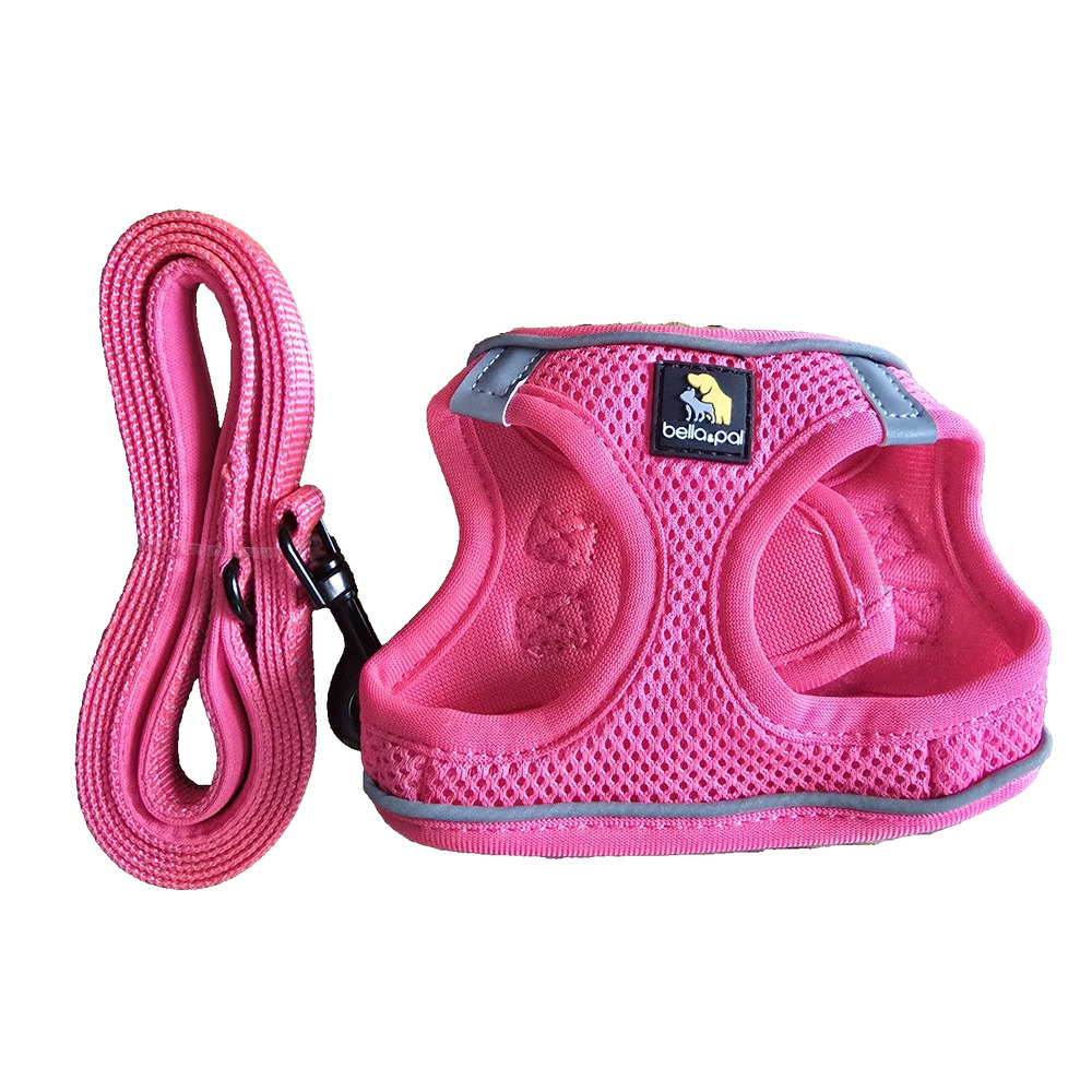 Bella & Pal Dog Harness Leash XXS Pink Reflective No Pull Puppy Small Dog Mesh